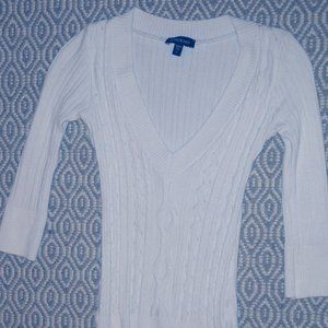 BEBE Deep V-Neck Cable Knit Sweater